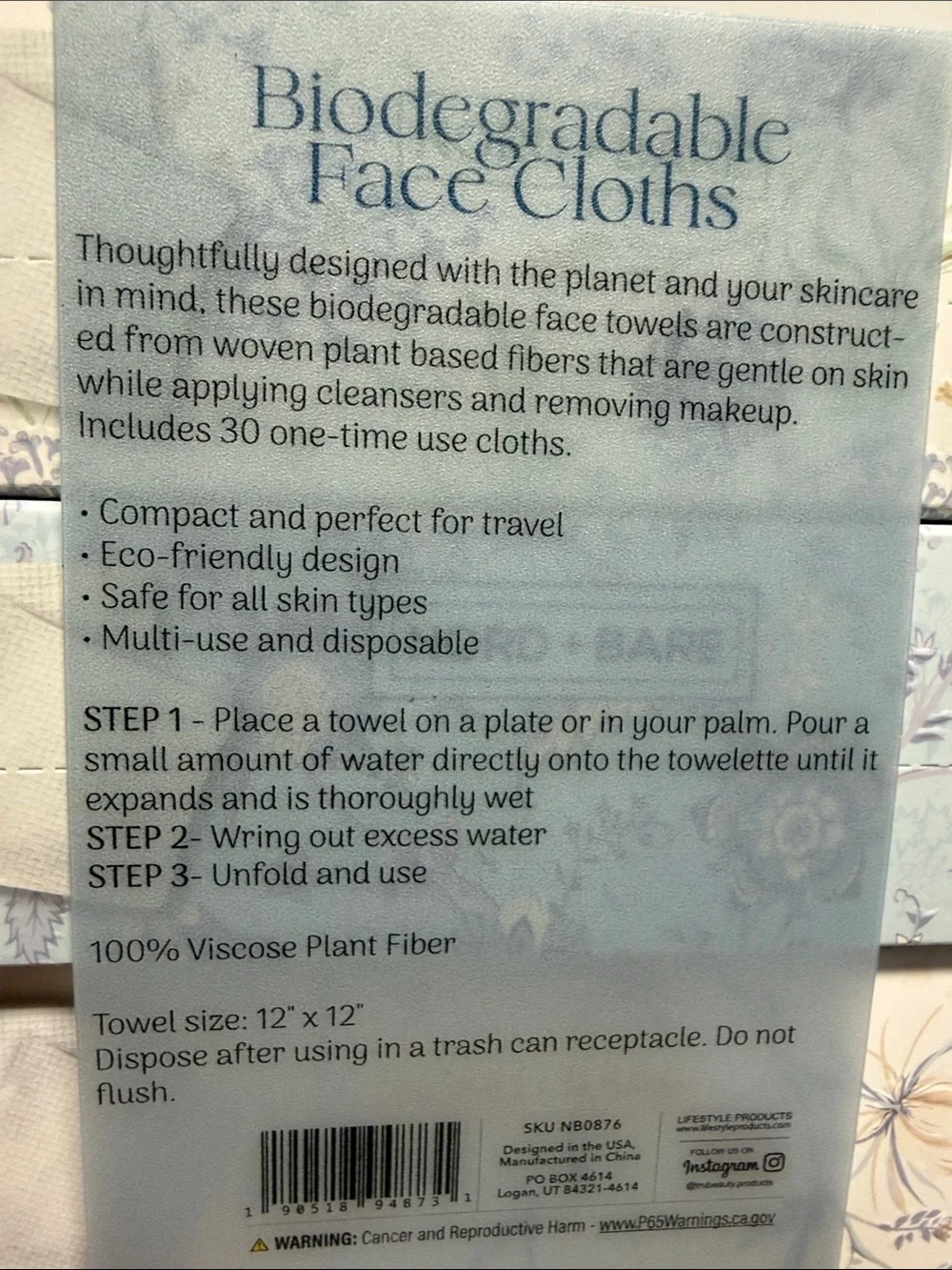 Biodegradable Face Cloths - Extra Large White & Blue
